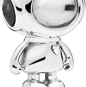 Astronaut silver charm with clear cubic zirconia