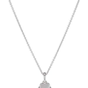 Heart pendant in sterling silver with clear cubic zirconia and necklace