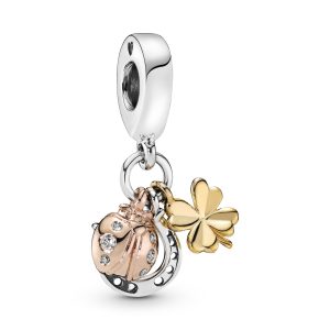 Horseshoe. Clover & Ladybird Dangle Charm
