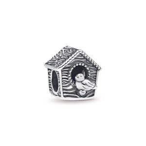 Bird house silver charm