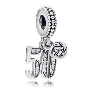 50 silver dangle with clear cubic zirconia