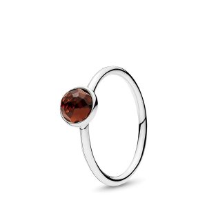 January birthstone silver ring with garnet. 6 mm