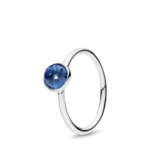 December birthstone silver ring with London blue crystal. 6 mm