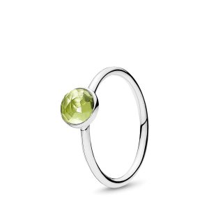 August birthstone silver ring with peridot. 6 mm