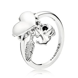 Heart trinity silver ring