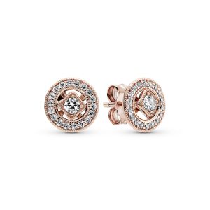 PANDORA Rose stud earrings with detachable earring jackets and clear cubic zirconia