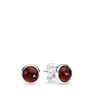 January birthstone silver stud earrings with garnet