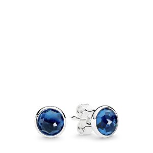 December birthstone silver stud earrings with London blue crystal