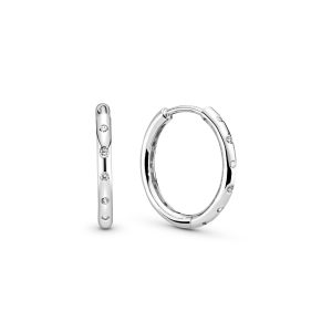 Hoop silver earrings with clear cubic zirconia
