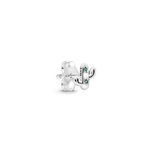 Cactus sterling silver stud earring with royal green crystal