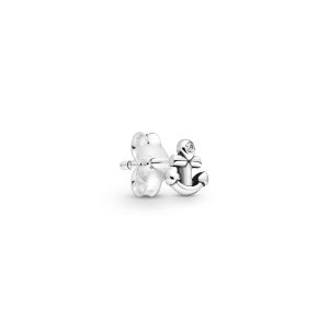 Anchor sterling silver stud earring with clear cubic zirconia