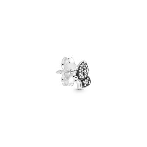 Butterfly sterling silver stud earring with clear cubic zirconia