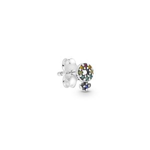 Female symbol sterling silver stud earring with green. blue. orange. yellow crystal and red cubic zirconia