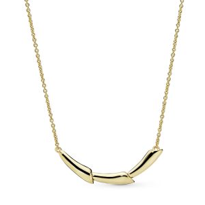 Flower stem 14k Gold Plated  collier with clear cubic zirconia