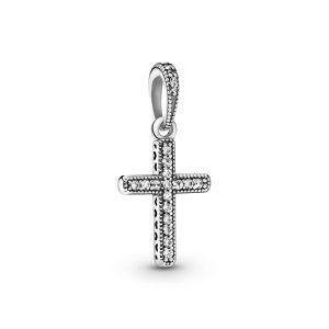 Cross silver pendant with clear cubic zirconia