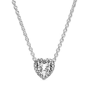 Heart sterling silver collier with clear cubic zirconia