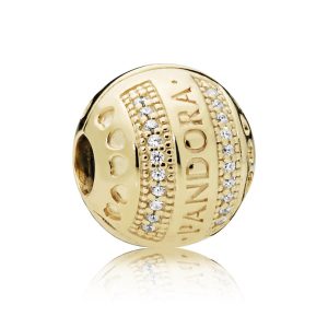 14k Gold Plated  logo clip with clear cubic zirconia and silicone grip