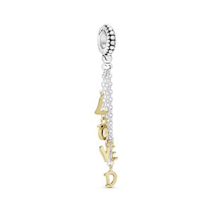 Chained loved 14k Gold Plated  and silver dangle