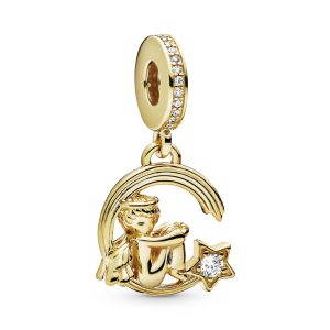 Angel 14k Gold Plated  dangle with clear cubic zirconia