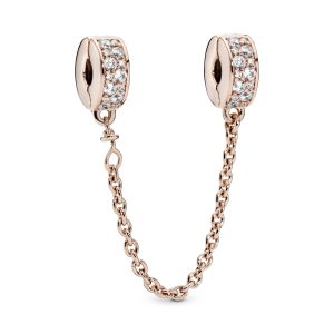 PANDORA Rose safety chain with clear cubic zirconia and silicone grip