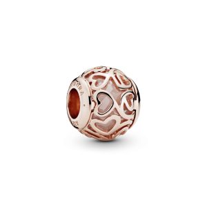 Heart 14k Rose Gold-plated charm with faceted clear cubic zirconia