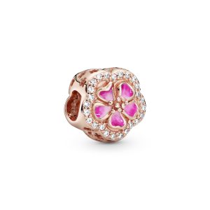 Pink Sparkling Peach Blossom Flower Charm