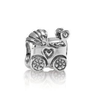 Baby carriage silver charm