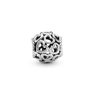 Openwork hearts silver charm