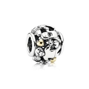 Family silver charm with 14k