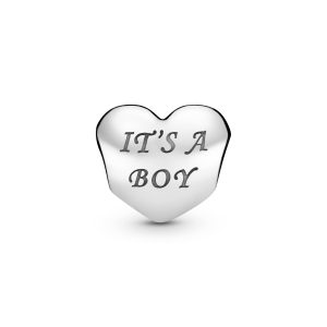 Baby boy silver charm with blue cubic zirconia