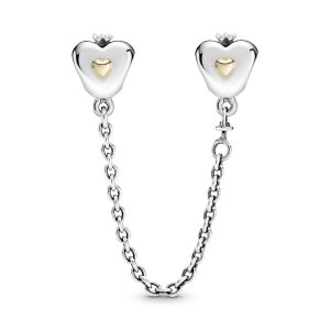 Heart silver safety chain with 14k