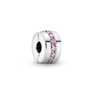 Silver clip with pink cubic zirconia