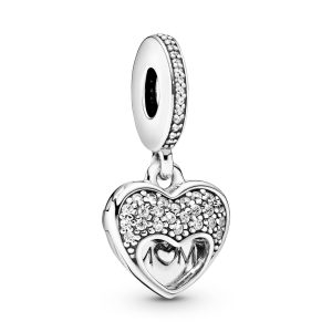 Heart silver dangle with clear cubic zirconia