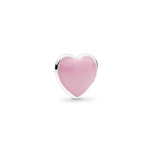 Heart silver petite element with pink enamel