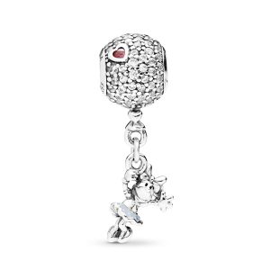Disney Minnie silver charm with clear. red cubic zirconia and blue enamel