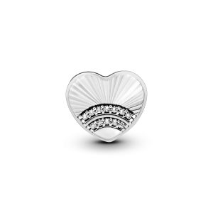 Heart silver charm with clear cubic zirconia