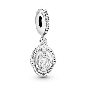 Disney Snow White and Evil Queen mirror silver dangle with clear cubic zirconia