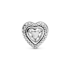 Heart silver charm with clear cubic zirconia