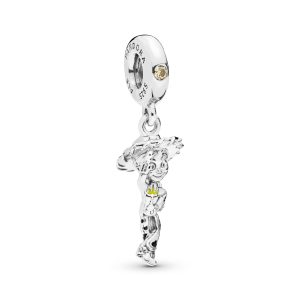 Disney Jessie silver dangle with golden coloured cubic zirconia. black and yellow enamel