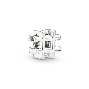 Hashtag silver charm