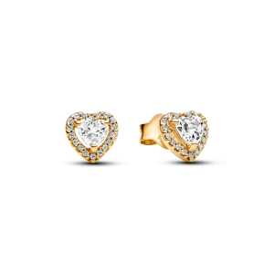 Sparkling Elevated Heart Stud Earrings