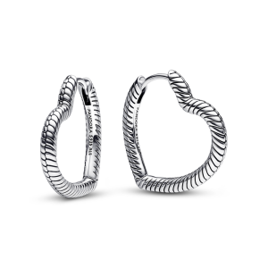 Pandora Moments Heart Charm Hoop  Earrings