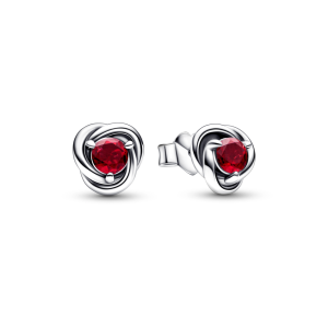 True Red Eternity Circle Stud Earrings