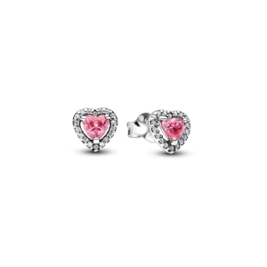 Elevated Pink Heart Stud Earrings