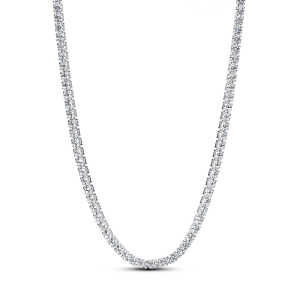 Sterling silver choker with clear cubic zirconia and sliding clasp