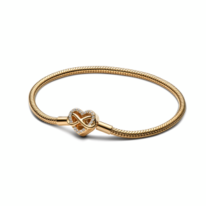 Sparkling Infinity Heart Clasp Snake Chain Bracelet