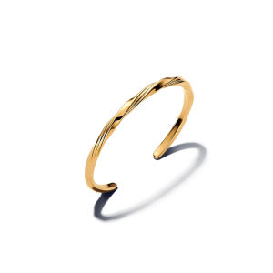 Twisted 14k gold-plated open bangle