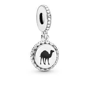 Dromedary silver dangle with black enamel