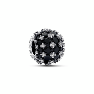 Sparkling Pav茅 Round Black Charm
