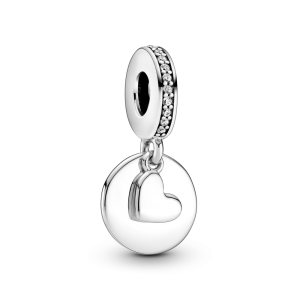 Engravable Heart Disc Dangle Charm